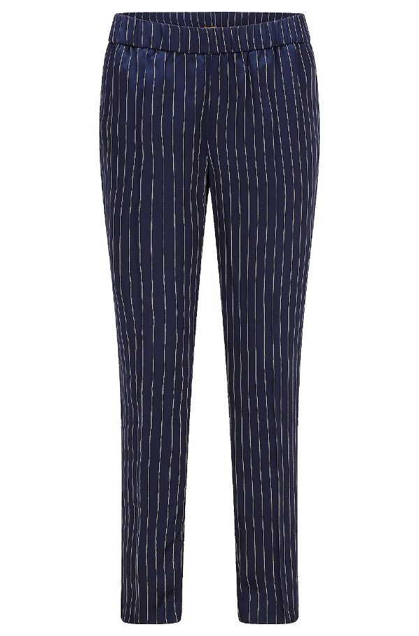 Relaxed-fit trousers in pinstripe fabric with cropped length
