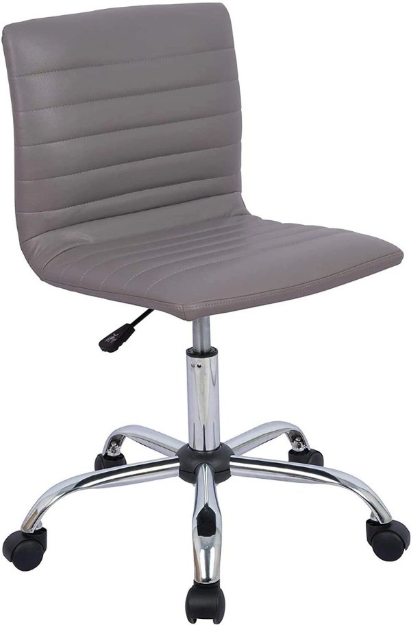 Smugdesk Home Office Chair, Computer Chair Adjustable Height Ribbed Low Back Armless Swivel Conference Room Task Desk Chairs, Grey