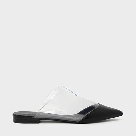 White Pointed Flat Mules | CHARLES & KEITH