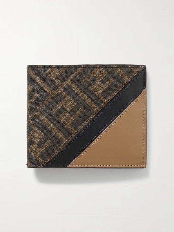 Logo-Print Coated-Canvas and Leather Billfold Wallet