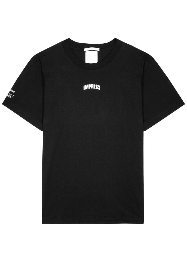 Impress black printed cotton T-shirt