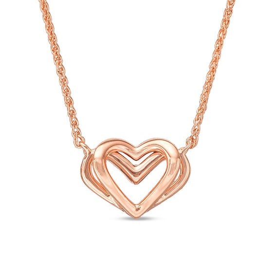 The Kindred Heart from Vera Wang Love Collection Mini Necklace in 14K Rose Gold - 19&quot;|Zales