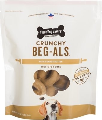 Three Dog Bakery Beg-als Peanut Butter Dog Treats, 25-oz bag - Chewy.com