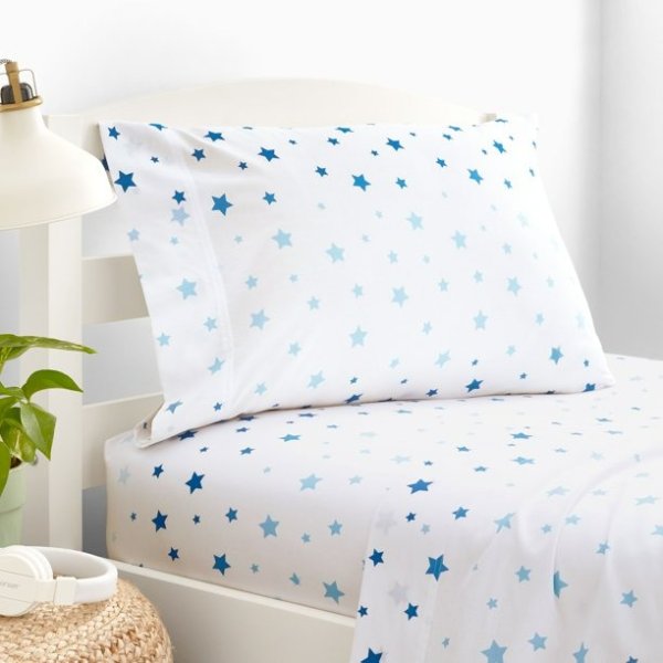 Gap Home Kids Ombre Stars Organic Cotton Blend Sheet Set, Twin, Blue, 3-Pieces