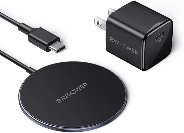 RAVPower Magnetic Wireless Charger + USB C PD Adapter