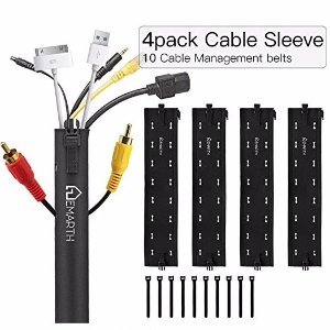 Cable Management Sleeves & Cable Ties,4 Pack