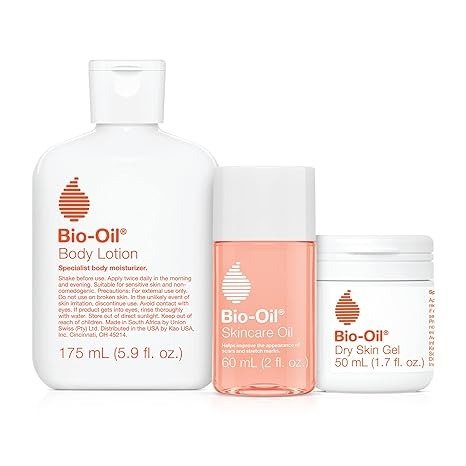 -Oil Skincare Set, Trial Kit for Scars, Stretchmarks, and Dry Skin, 3 Pc Travel Size Kit Includes Skin Care Oil, Dry Skin Gel, and Body Lotion, use for Scars, Pregnancy Stretch Marks, and Dry Skin