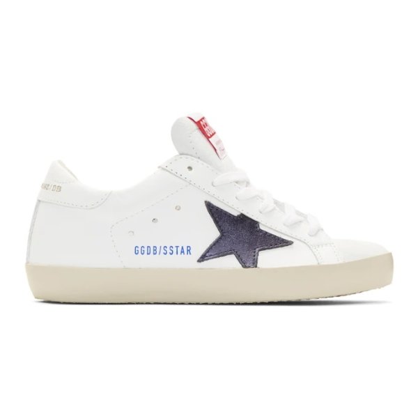 - White & Navy Clean Superstar Sneakers
