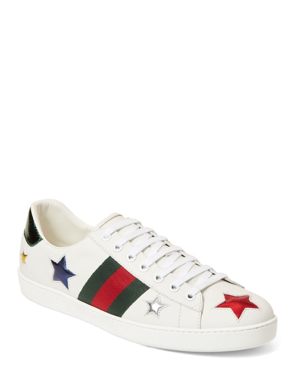 Ladies Ace Star Leather Low-Top Sneakers