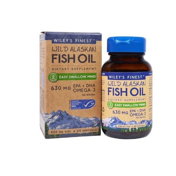 Wiley's Finest, 野生阿拉斯加鱼油软胶囊，小胶囊，易吞服，450 mg，60粒