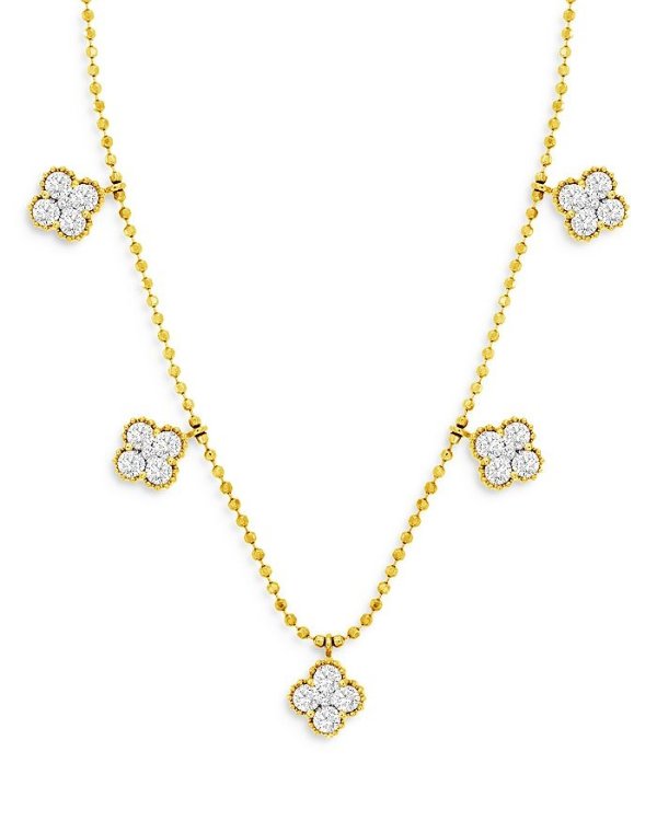 Diamond Clover Station Necklace in 14K Yellow Gold, 1.0 ct. t.w. - 100% Exclusive