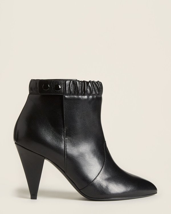 Elasticized Leather Ankle Booties