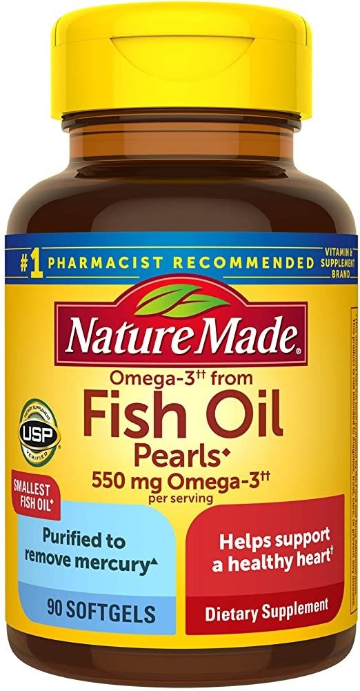 Omega-3†† from Fish Oil 550 mg Softgels, 90 Count for Heart Health† (Packaging May Vary)