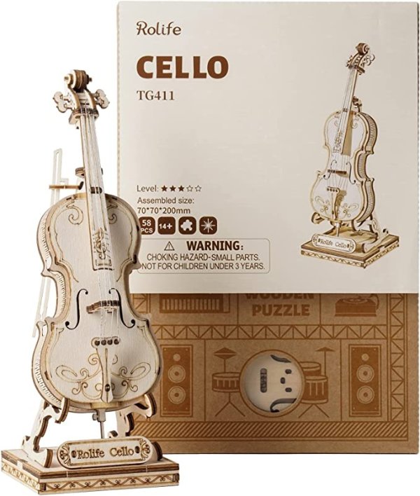 木质大提琴拼搭模型