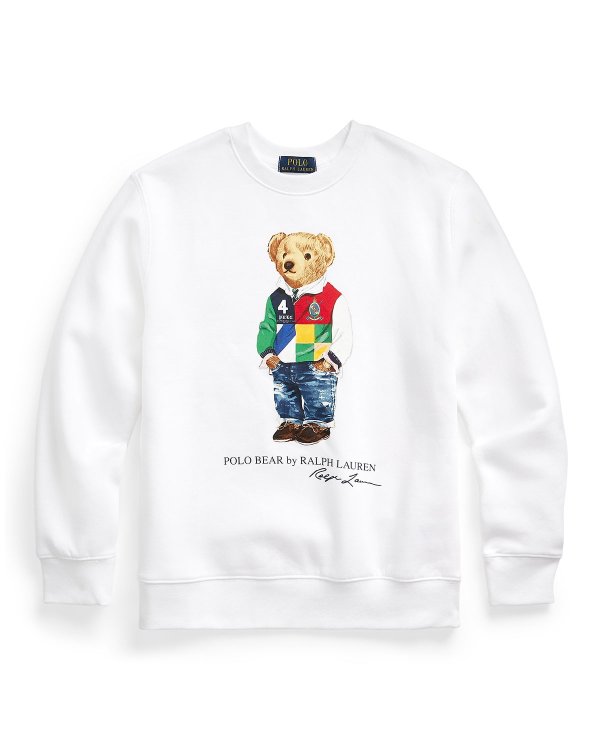 Boy's Polo Bear Cotton-Blend Sweater w/ Logo Script, Size S-L