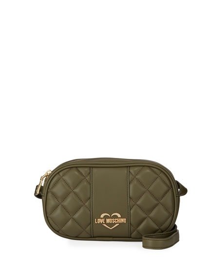 Borsa Quilted Faux-Leather Crossbody Bag Green