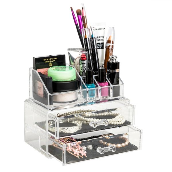 Acrylic Jewelry & Cosmetic Storage Makeup Organizer/Small 2 piece Set