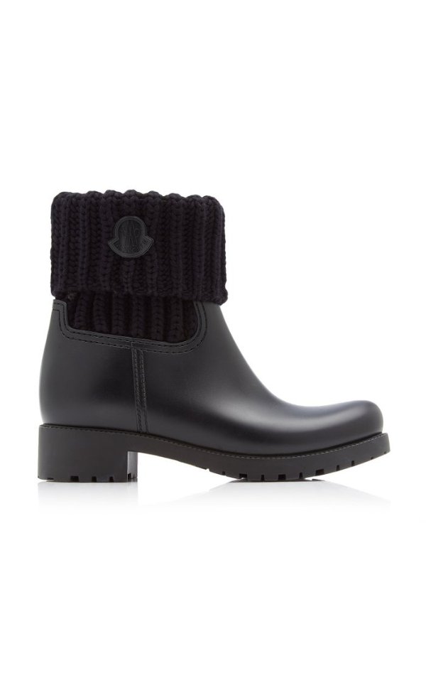 Ginette Knit-Trimmed Leather Boots