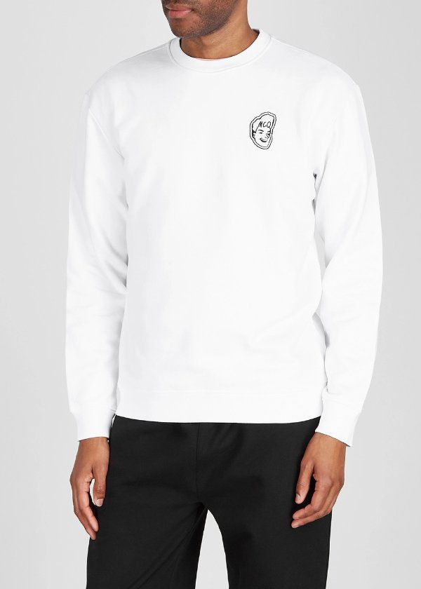 White appliqued cotton sweatshirt