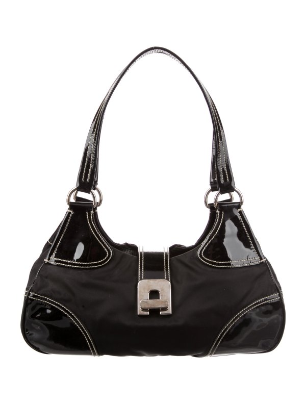 Patent Leather Trimmed Tessuto Moon Hobo