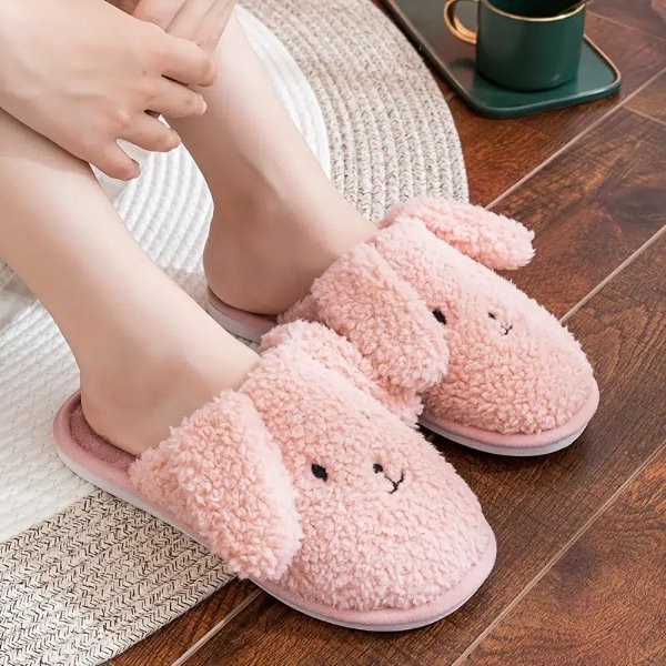 Women's Cartoon Bunny Fluffy Thermal Slippers, Indoor Soft Fleece Shoes, Women's Footwear - Clothing, Shoes & Jewelry - Temu