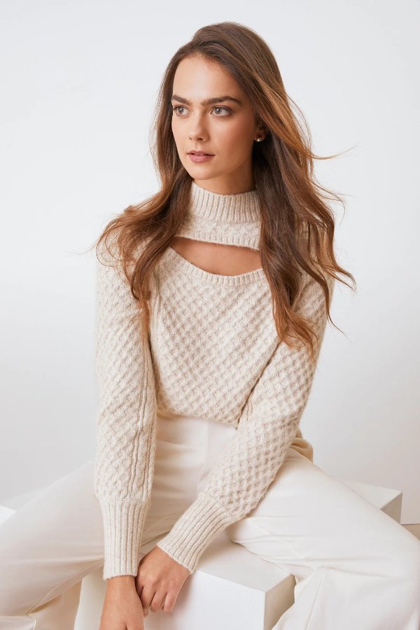 Cut-Out Cable Knit Sweater