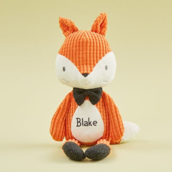 Personalized Mr Fox Textured Stuffed Animal Welcome %1