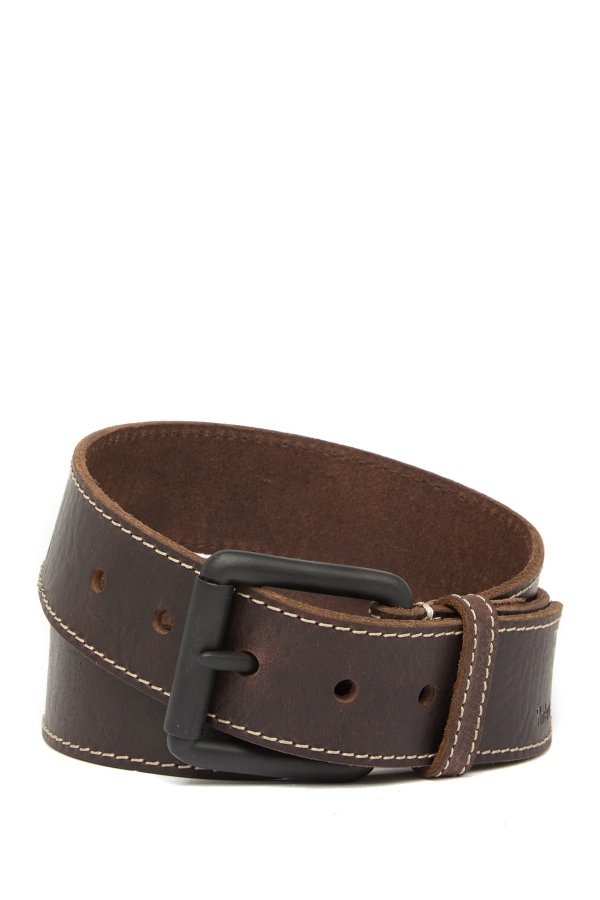 Square Buckle Contrast Leather Belt