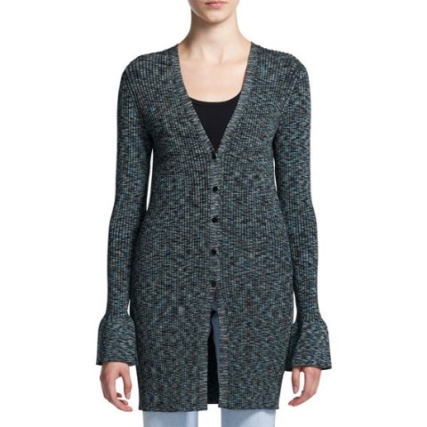 Theory TheoryRibbed Viscose Long CardiganTheoryRibbed Viscose Long Cardigan