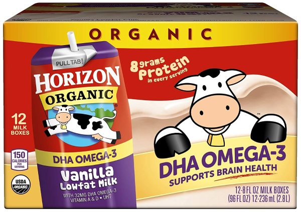 含DHA香草味低脂有机奶 8oz 12盒