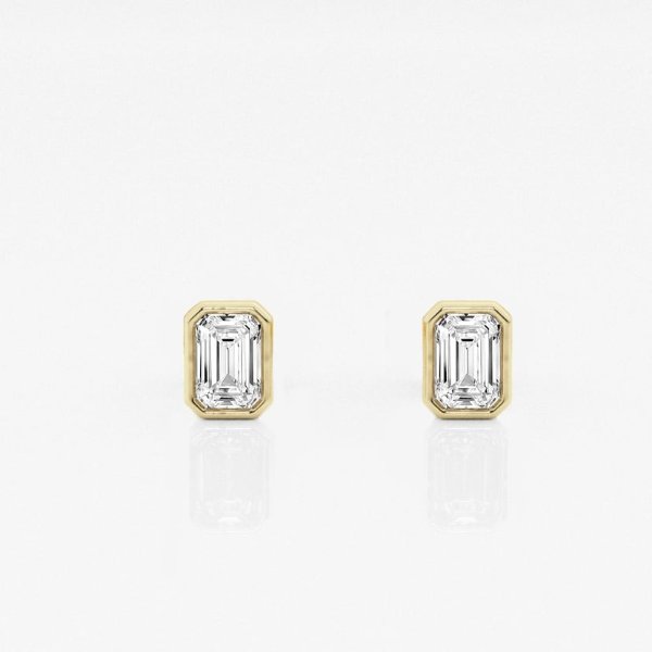 0.50 CTW Emerald Lab Diamond Bezel Set Solitaire Stud Earrings