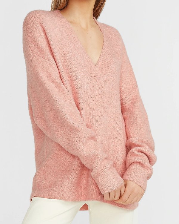 Slouchy V-neck Tunic Sweater