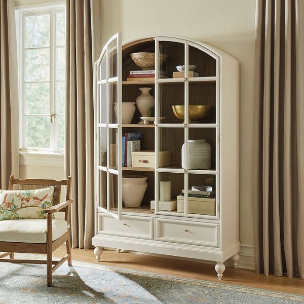 Bloom Arched Glass Door Cabinet with 2 Drawers