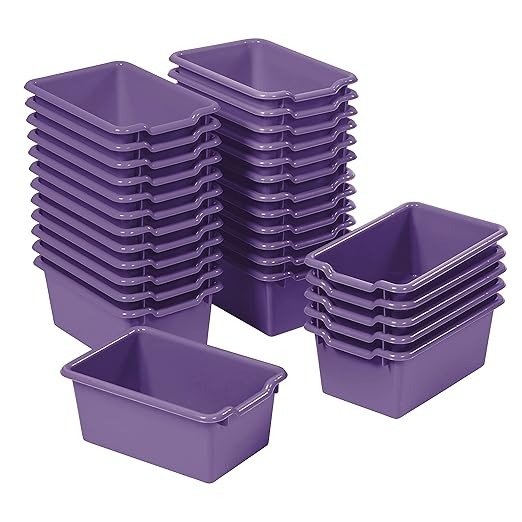 Scoop Front Storage Bin, Multipurpose Organization, Purple, 30-Piece