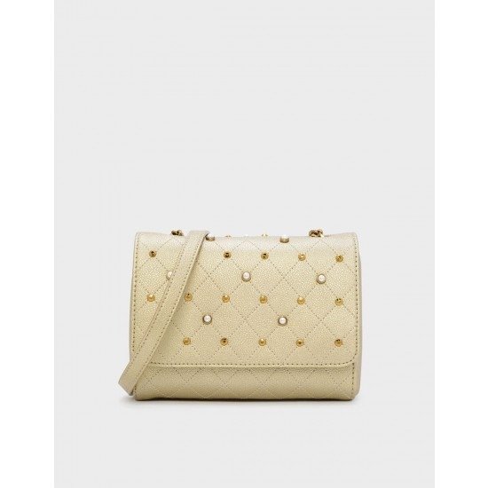 Gold Embellished Quilted Crossbody Bag | CHARLES & KEITH US