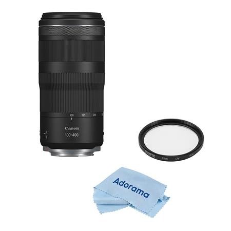 RF 100-400mm f/5.6-8 IS USM Lens, Bundle with 67mm UV Filter and Microfiber Cleaning Cloth