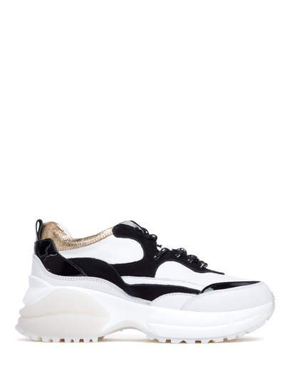 MAISIE - DAD SNEAKERS BLACK, WHITE COW LEATHER