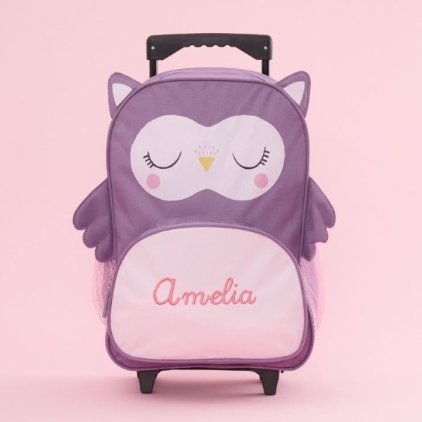 Personalized Pink Owl Children's Suitcase Welcome %1