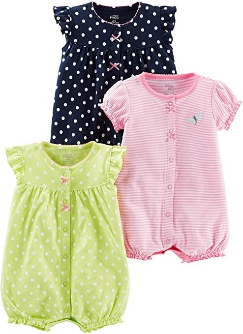 Joys by Carter's Girls' 3-Pack Snap-up Rompers
