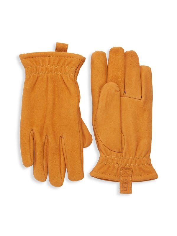 Faux Fur-Lined Suede Gloves