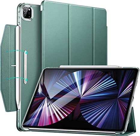 Trifold Case Compatible with iPad Pro 11 Inch 2021 (3rd Generation), Lightweight Stand Case, Auto Sleep and Wake, Pencil 2 Wireless Charging, Ascend Series, Green