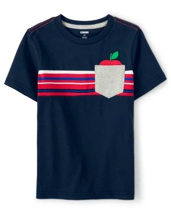 Boys Short Sleeve Embroidered Apple Striped Pocket Top - Teacher's Favorite | Gymboree