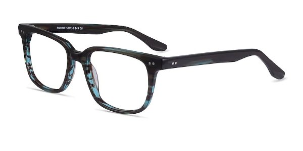 Pacific Rectangle Striped Blue Full Rim Eyeglasses | EyeBuyDirect