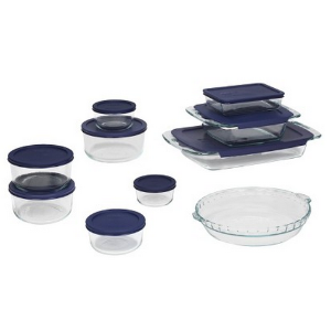 Pyrex可用于烤箱的透明玻璃饭盒19件套