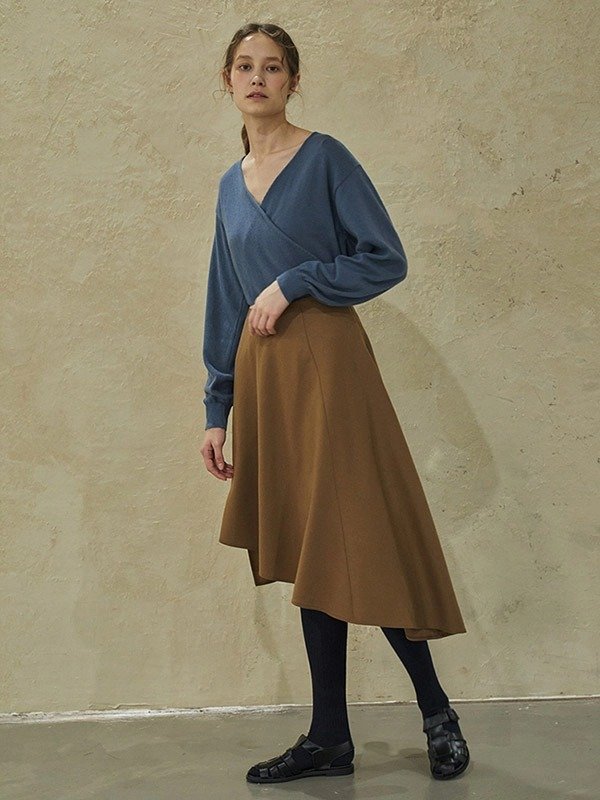 Wool flared skirt brown