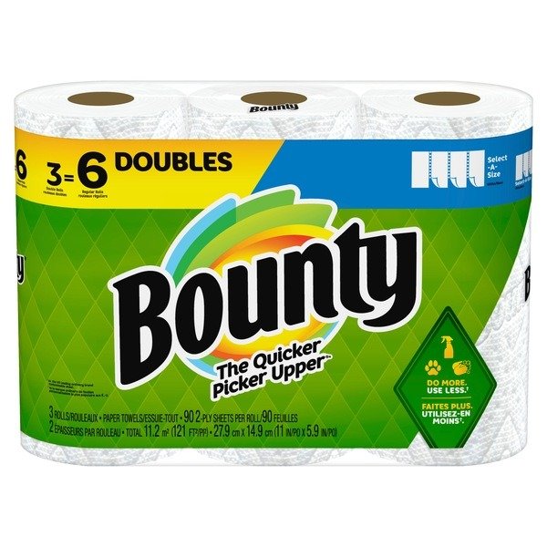 Select-A-Size Paper Towels, 3 Double Rolls, White, 90 Sheets Per Roll