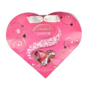 Lindt Valentine Lindor Truffles Gift Box, Milk with White Mini Heart, 3.4 Ounce