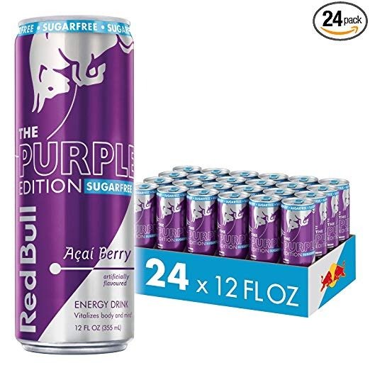 Energy Drink, Sugar Free Acai Berry, 24 Pack of 12 Fl Oz, Sugarfree Purple Edition