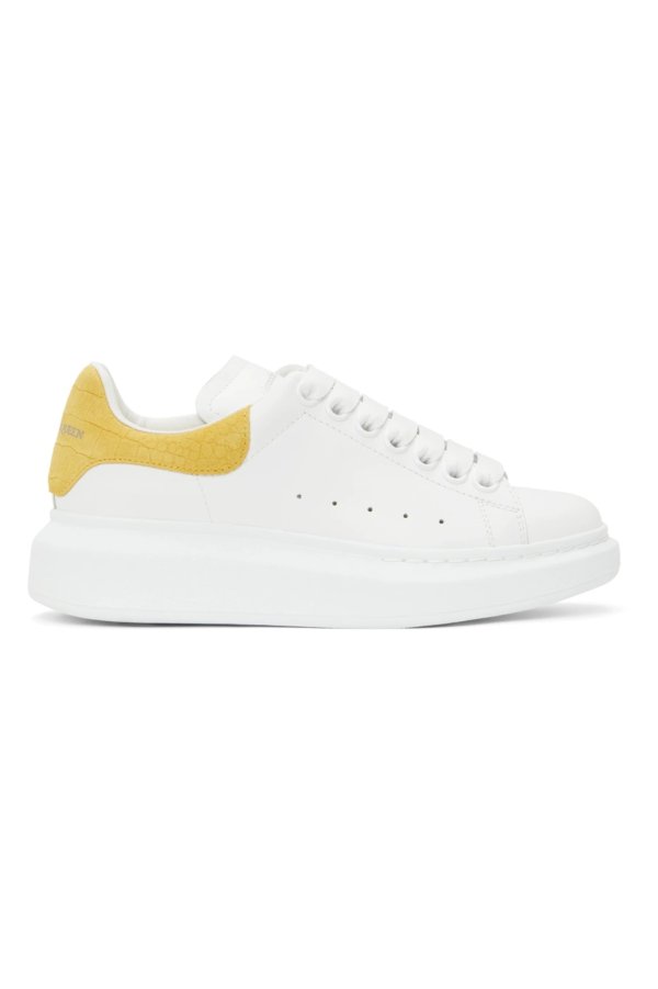 White & Yellow Snake Oversized Sneakers