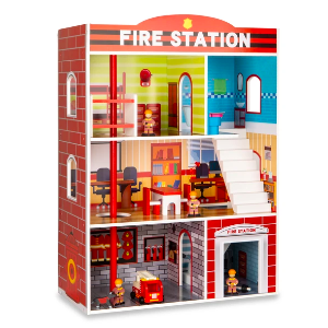 Best Choice Products 32in Kids 3-Story Model Fire Station Play Set Toy w/ 2 Vehicles, Accessories